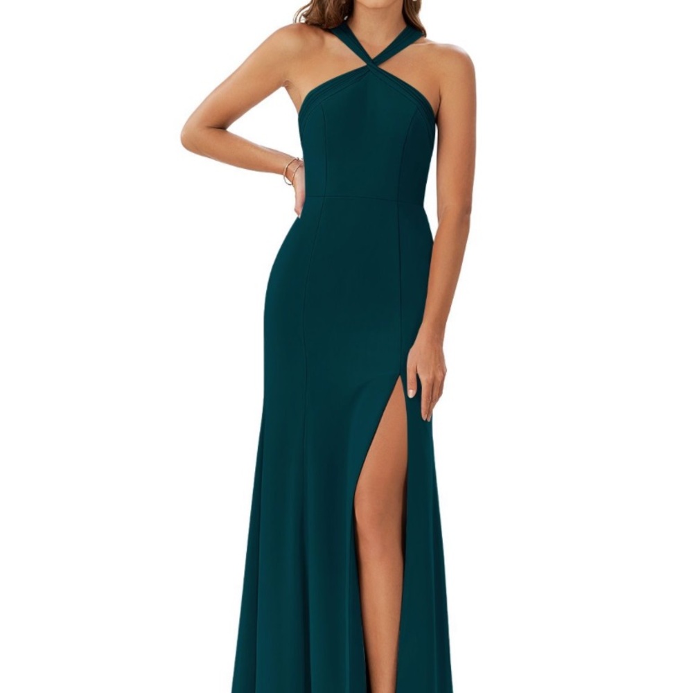 Elegant Teal Halter Maxi Dress
